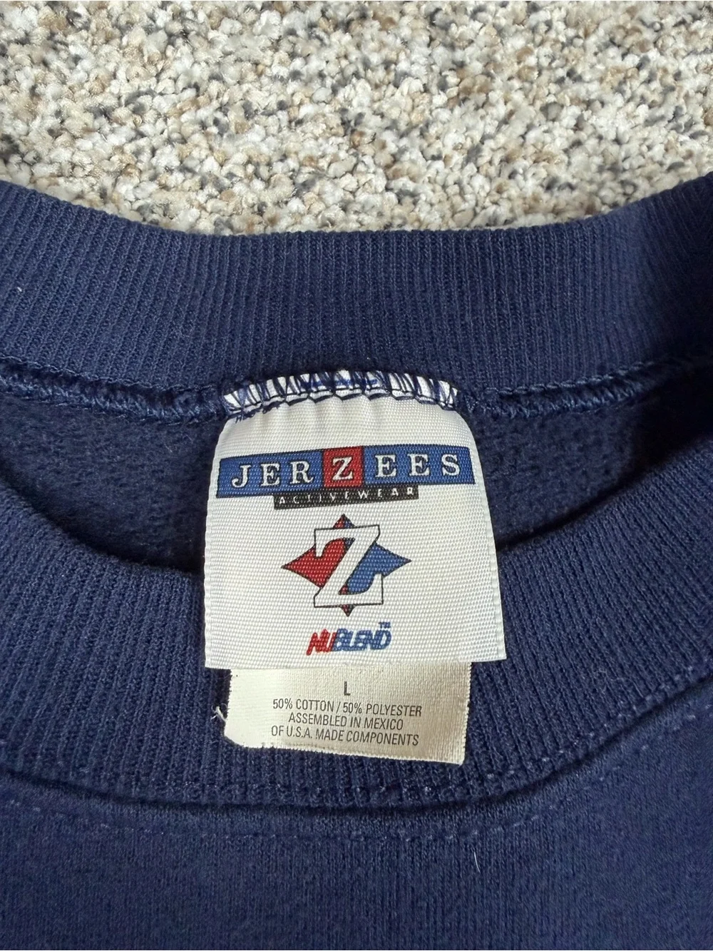 Vintage 90s Sz Large Men’s Jerzees Olde Glory USA American Flag Crewneck Blue